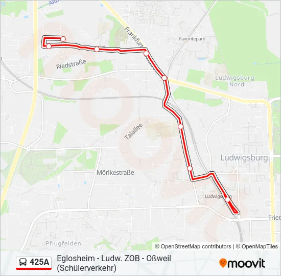 425A Bus Line Map