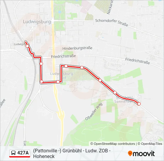 427A Bus Line Map