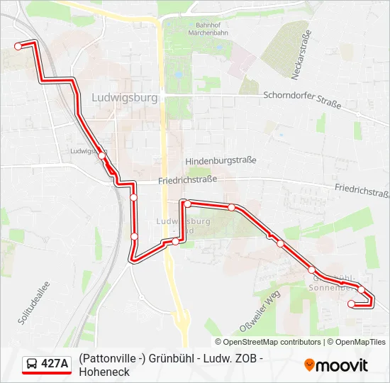 Автобус 427A: карта маршрута