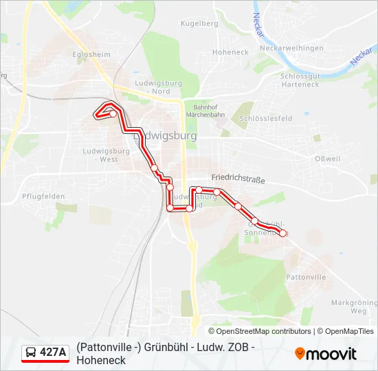 427A Bus Line Map