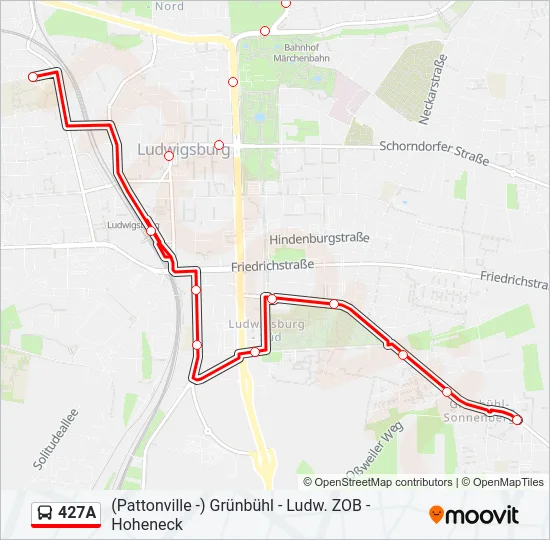 427A Bus Line Map