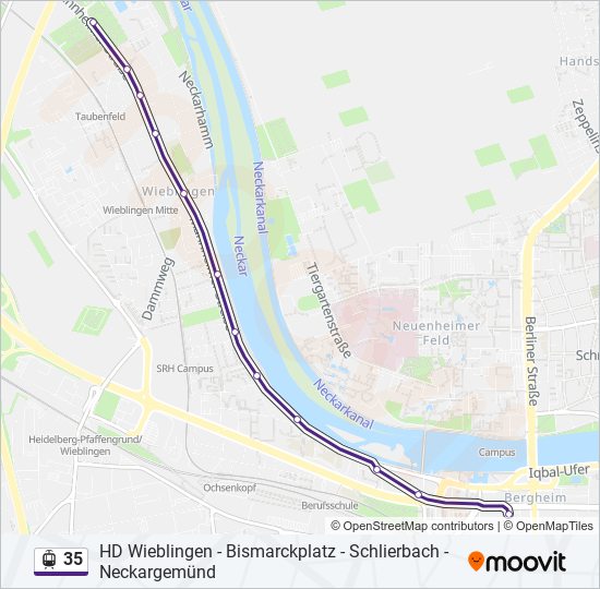 Straßenbahnlinie 35 Karte