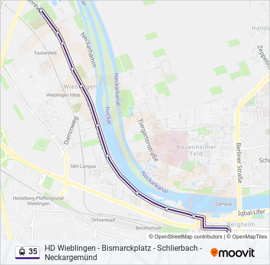 Трамвай 35: карта маршрута