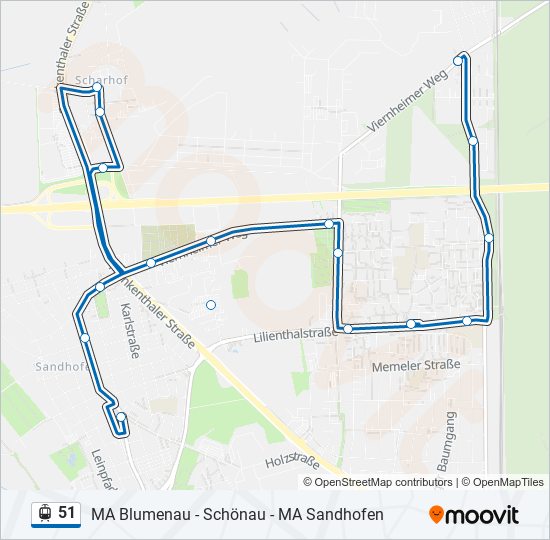 Straßenbahnlinie 51 Karte