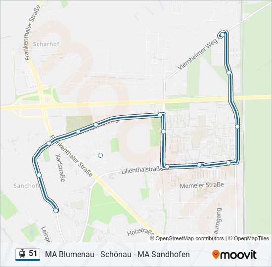 Straßenbahnlinie 51 Karte