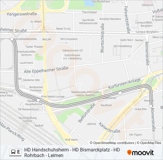 E Bus Line Map