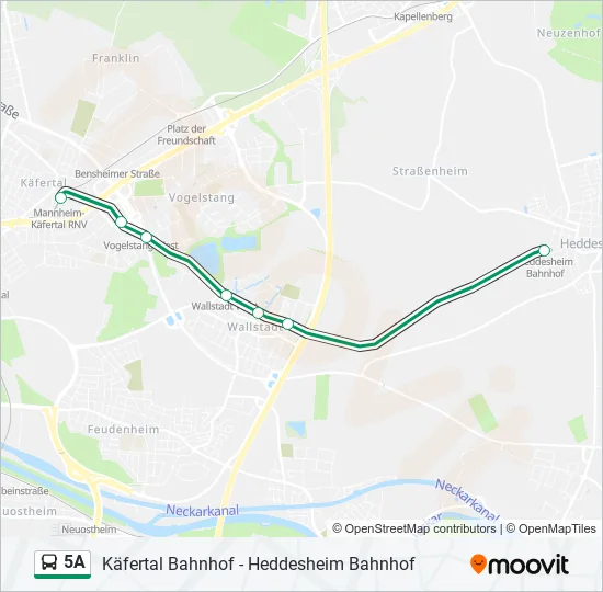 Автобус 5A: карта маршрута