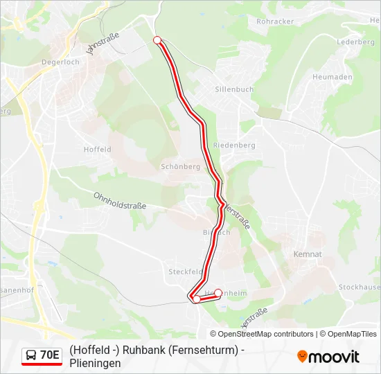 Автобус 70E: карта маршрута