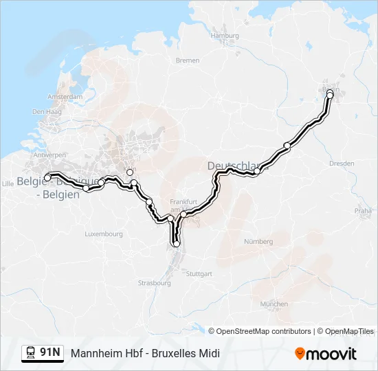 91N Train Line Map