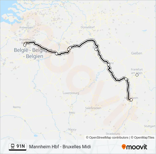 91N Train Line Map