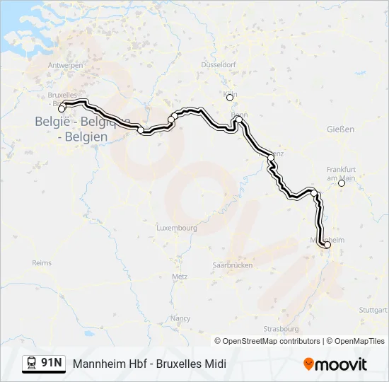 91N Train Line Map