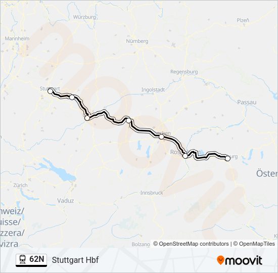 62N Train Line Map