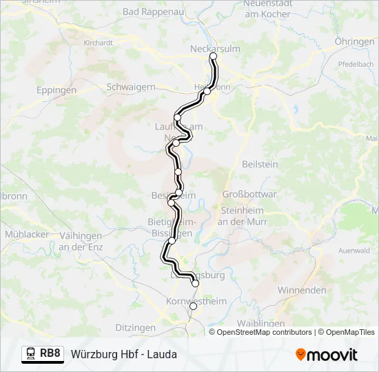 Bahnlinie RB8 Karte