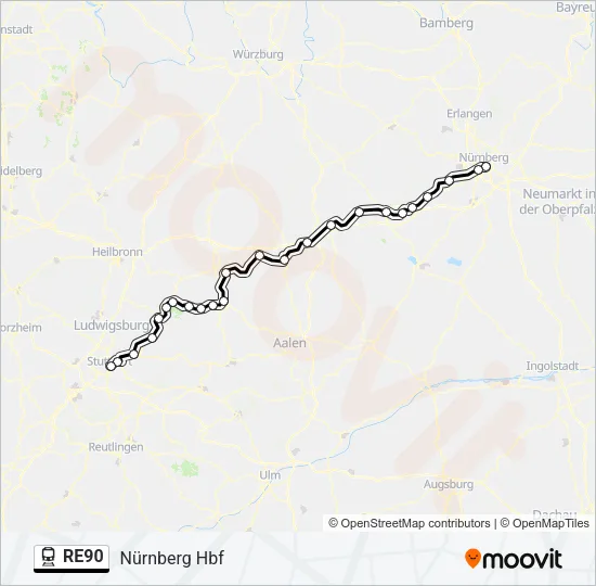 RE90 Train Line Map