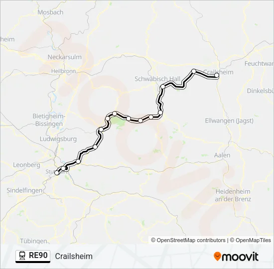 RE90 Train Line Map