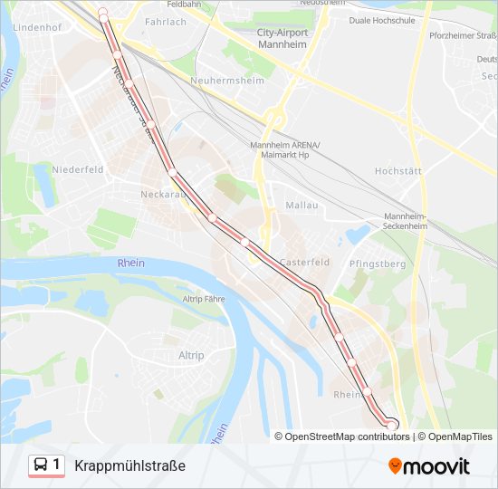 Автобус 1: карта маршрута