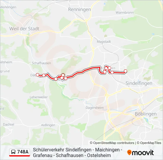 748A Bus Line Map