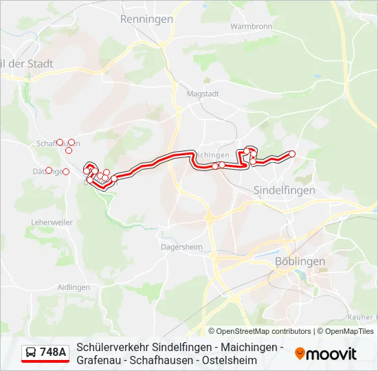 748A Bus Line Map