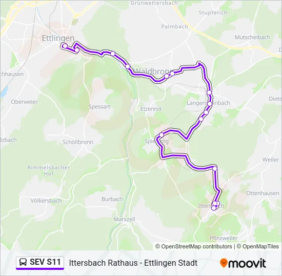 SEV S11 Bus Line Map