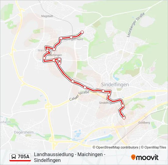 705A Bus Line Map
