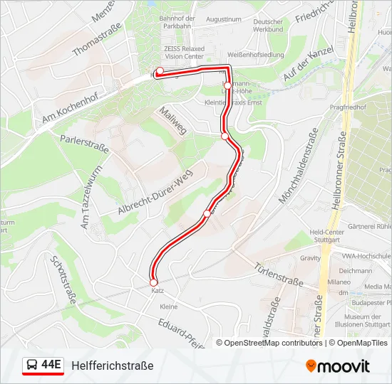 44E Bus Line Map