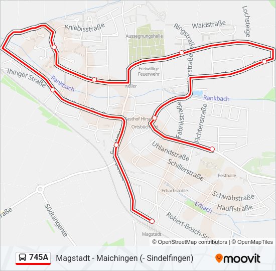 Автобус 745A: карта маршрута