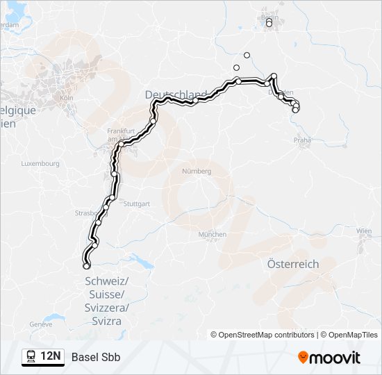12N Train Line Map