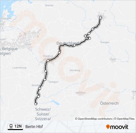 12N Train Line Map