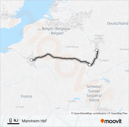 Bahnlinie NJ Karte