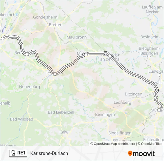 Поезд RE1: карта маршрута