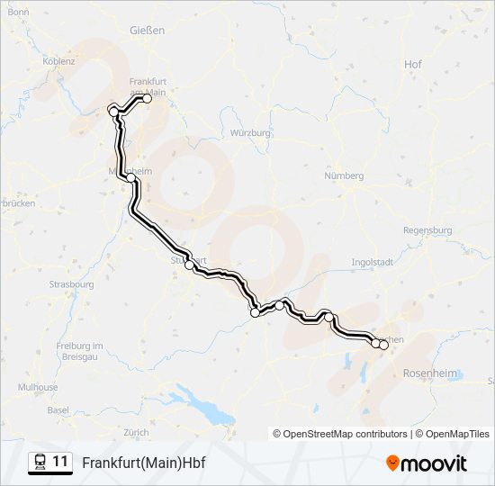 Поезд 11: карта маршрута