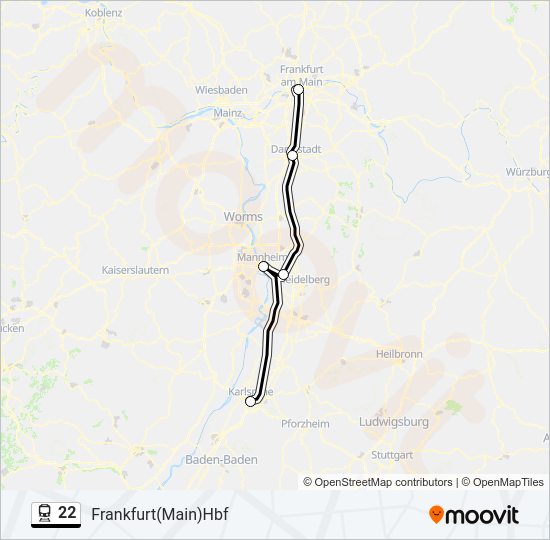 Поезд 22: карта маршрута