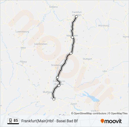 Поезд 85: карта маршрута