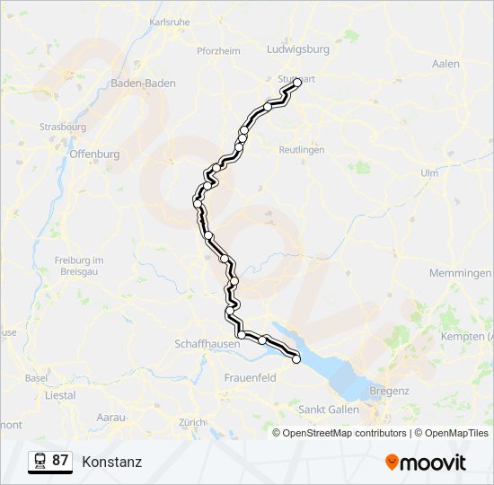 Поезд 87: карта маршрута