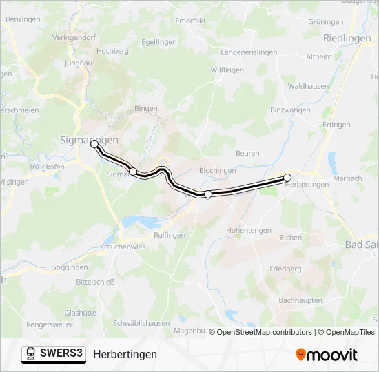 Поезд SWERS3: карта маршрута
