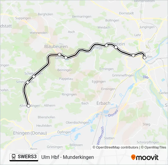 Поезд SWERS3: карта маршрута