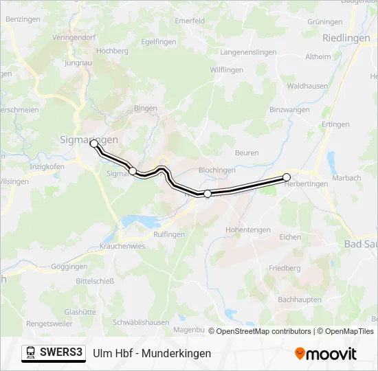 Поезд SWERS3: карта маршрута
