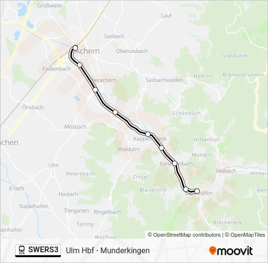 Поезд SWERS3: карта маршрута