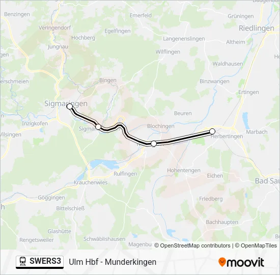 Поезд SWERS3: карта маршрута