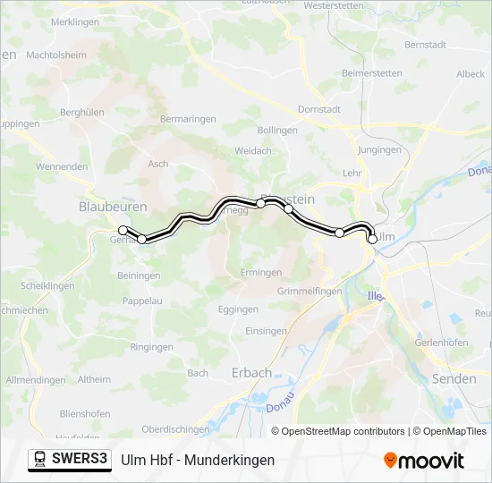 Поезд SWERS3: карта маршрута