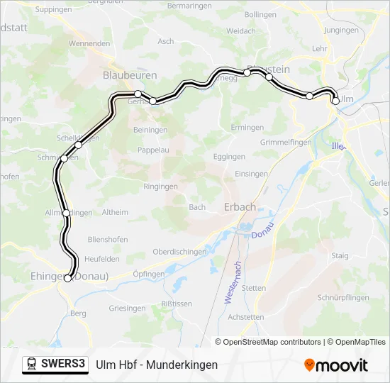 Поезд SWERS3: карта маршрута