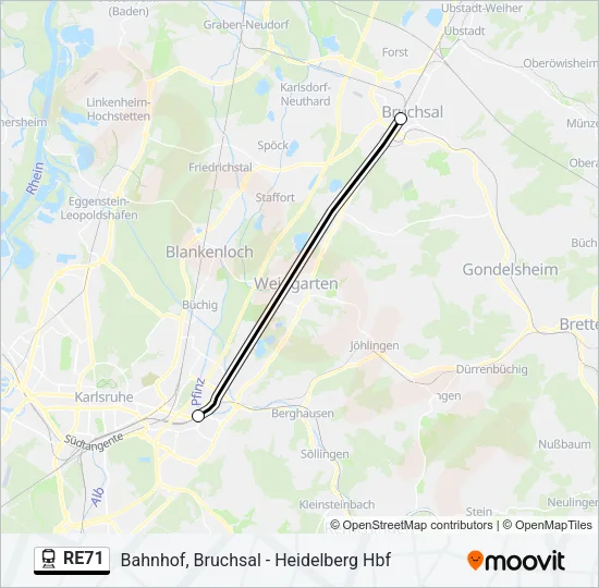 Поезд RE71: карта маршрута