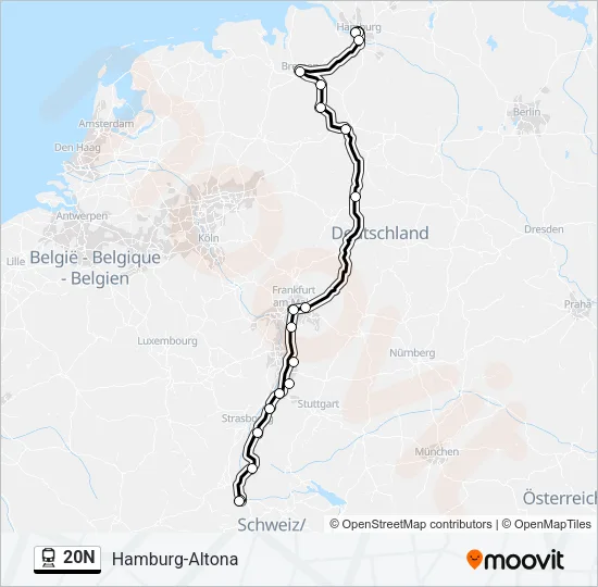 20N Train Line Map