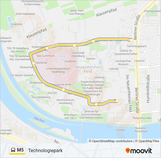Автобус M5: карта маршрута