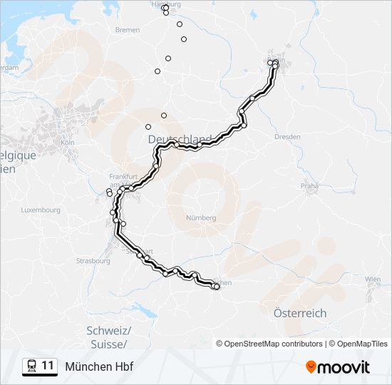 Поезд 11: карта маршрута