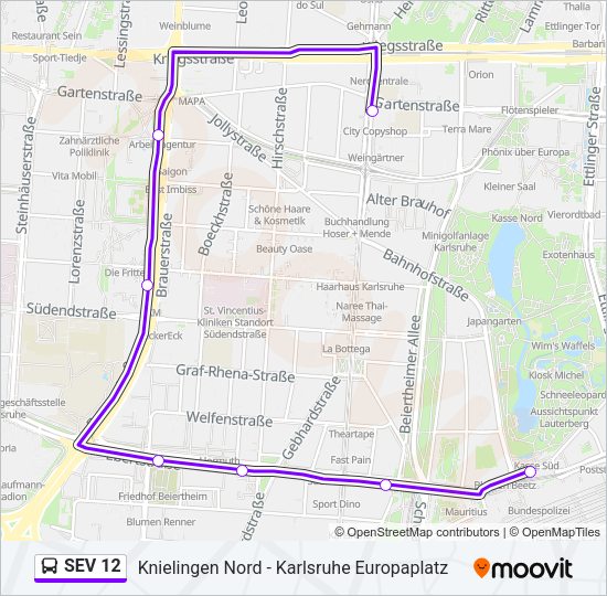 Автобус SEV 12: карта маршрута