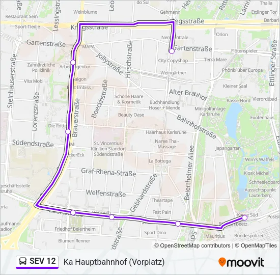 SEV 12 Bus Line Map