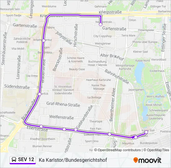 SEV 12 Bus Line Map