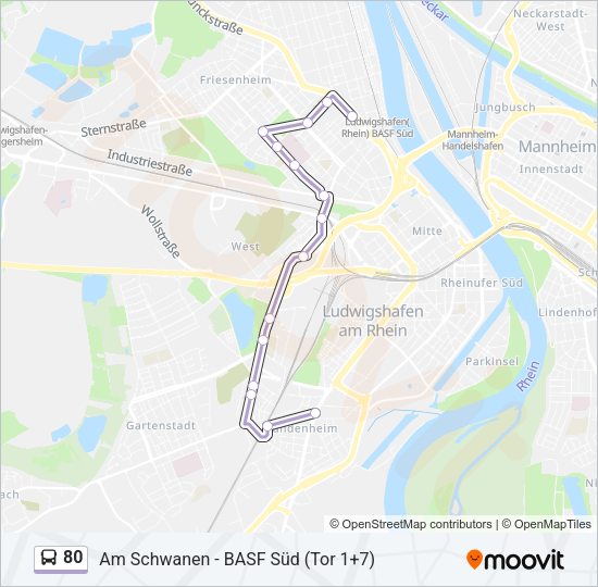 Автобус 80: карта маршрута