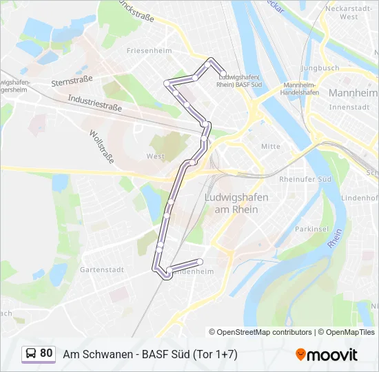 80 Bus Line Map